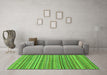 Machine Washable Abstract Green Modern Area Rugs in a Living Room,, wshabs2221grn