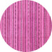 Round Machine Washable Abstract Pink Modern Rug, wshabs2221pnk