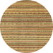 Round Abstract Golden Brown Yellow Modern Rug, abs2221