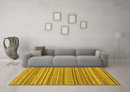 Machine Washable Abstract Yellow Modern Rug in a Living Room, wshabs2221yw