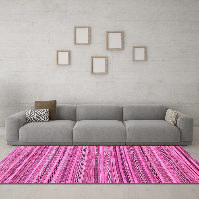 Machine Washable Abstract Pink Modern Rug in a Living Room, wshabs2221pnk