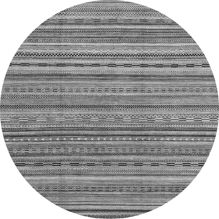 Round Machine Washable Abstract Gray Modern Rug, wshabs2221gry