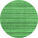 Round Abstract Emerald Green Modern Rug, abs2221emgrn