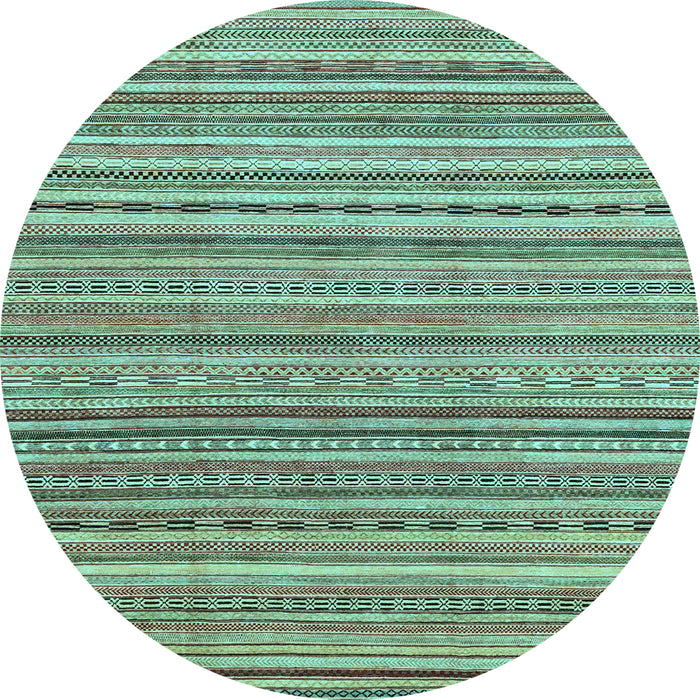 Round Abstract Light Blue Modern Rug, abs2221lblu