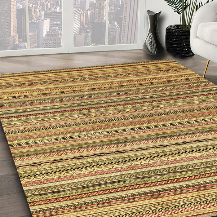 Machine Washable Abstract Gen Brown Yellow Rug in a Family Room, wshabs2221