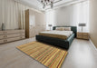 Abstract Golden Brown Yellow Modern Rug in a Bedroom, abs2221