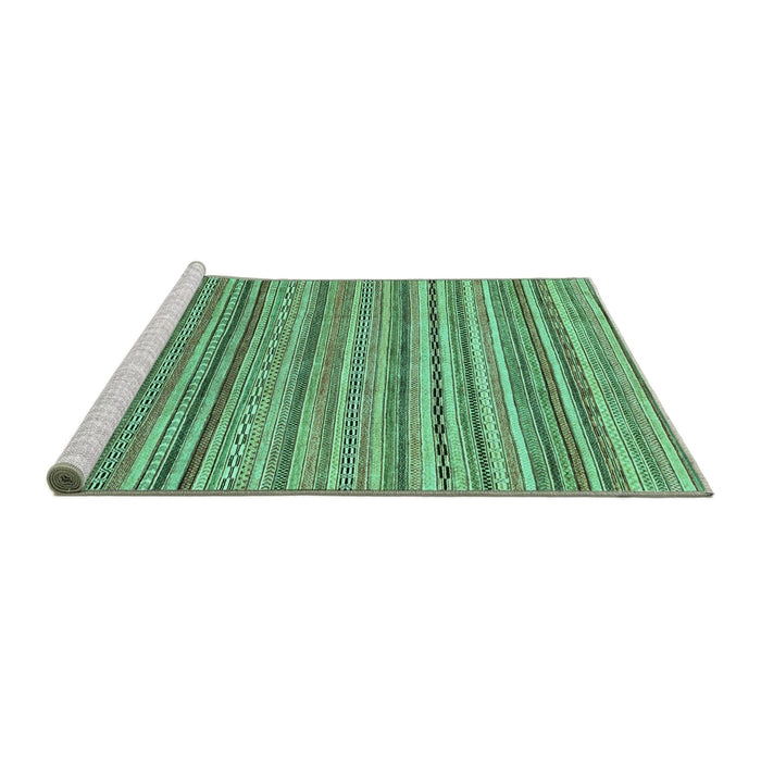 Sideview of Machine Washable Abstract Turquoise Modern Area Rugs, wshabs2221turq