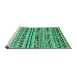 Sideview of Machine Washable Abstract Turquoise Modern Area Rugs, wshabs2222turq