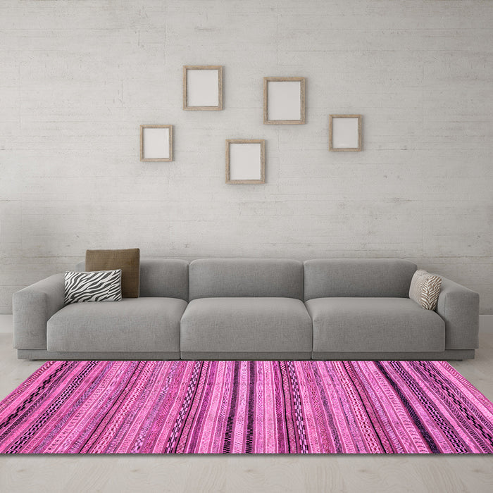 Machine Washable Abstract Pink Modern Rug in a Living Room, wshabs2222pnk