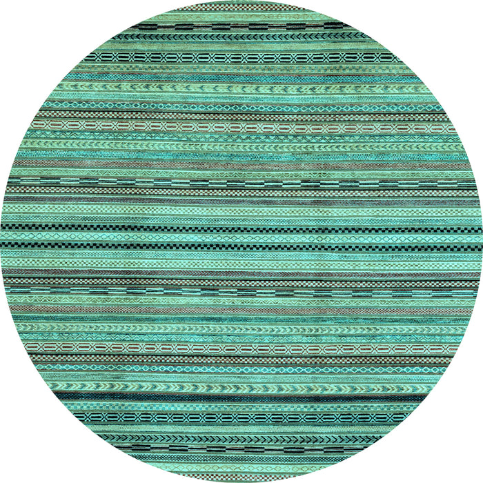 Round Machine Washable Abstract Light Blue Modern Rug, wshabs2222lblu