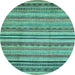 Round Machine Washable Abstract Light Blue Modern Rug, wshabs2222lblu