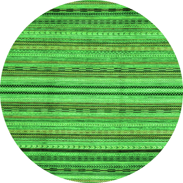 Round Machine Washable Abstract Green Modern Area Rugs, wshabs2222grn