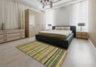 Abstract Metallic Gold Modern Rug in a Bedroom, abs2222