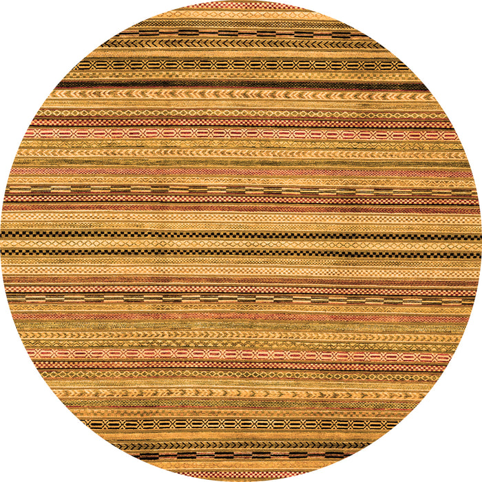 Round Machine Washable Abstract Orange Modern Area Rugs, wshabs2222org