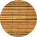 Round Machine Washable Abstract Orange Modern Area Rugs, wshabs2222org