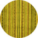 Round Machine Washable Abstract Yellow Modern Rug, wshabs2222yw