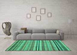 Machine Washable Abstract Turquoise Modern Area Rugs in a Living Room,, wshabs2222turq