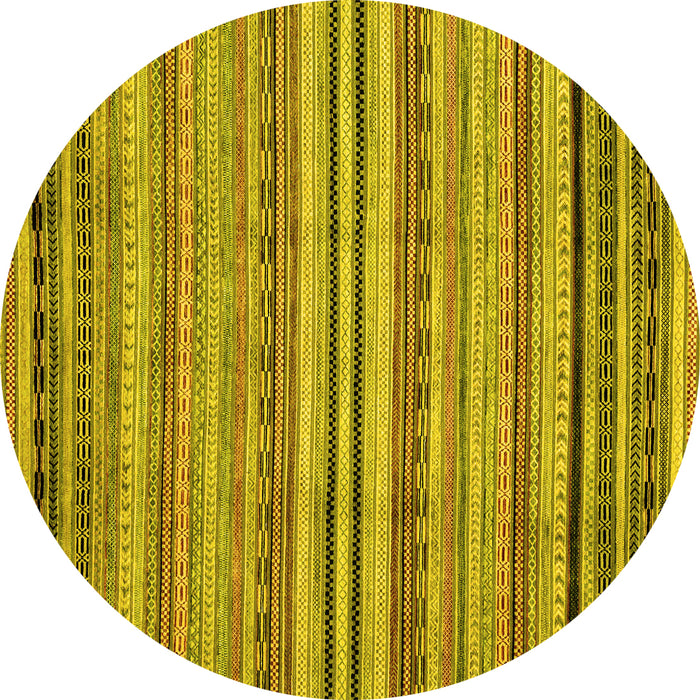 Round Abstract Yellow Modern Rug, abs2222yw