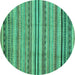 Round Abstract Turquoise Modern Rug, abs2222turq