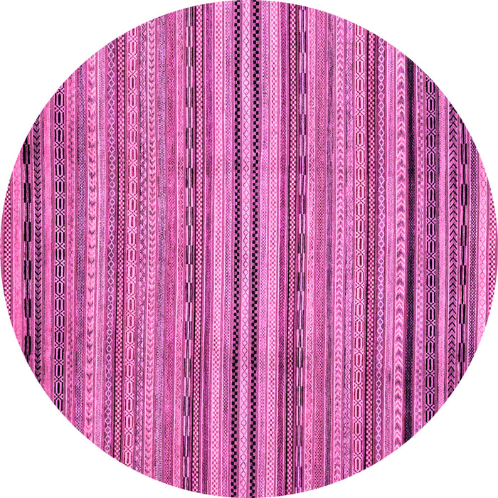 Round Machine Washable Abstract Pink Modern Rug, wshabs2222pnk