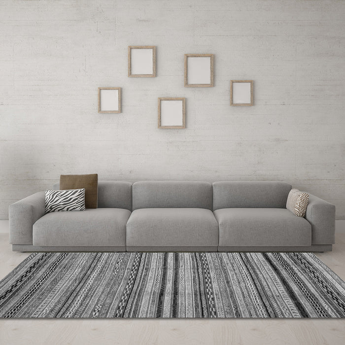 Machine Washable Abstract Gray Modern Rug in a Living Room,, wshabs2222gry