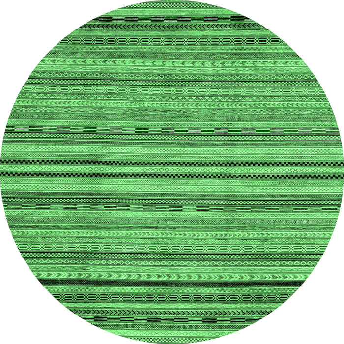 Round Machine Washable Abstract Emerald Green Modern Area Rugs, wshabs2222emgrn