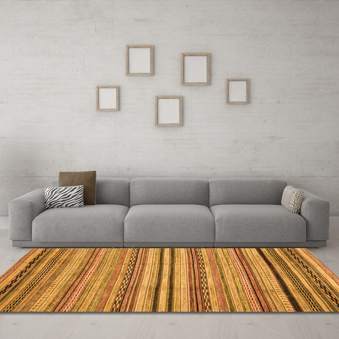 Machine Washable Abstract Orange Modern Area Rugs in a Living Room, wshabs2222org