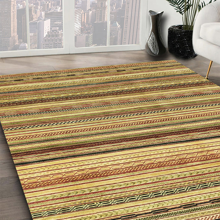 Machine Washable Abstract Gen Brown Yellow Rug in a Family Room, wshabs2223