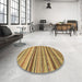 Round Machine Washable Abstract Gen Brown Yellow Rug in a Office, wshabs2223