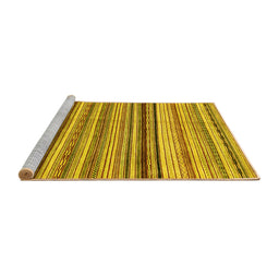 Sideview of Machine Washable Abstract Yellow Modern Rug, wshabs2223yw