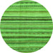 Round Machine Washable Abstract Green Modern Area Rugs, wshabs2223grn