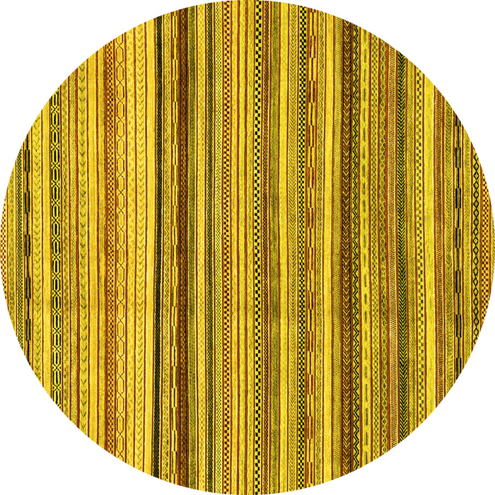 Round Machine Washable Abstract Yellow Modern Rug, wshabs2223yw