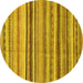 Round Machine Washable Abstract Yellow Modern Rug, wshabs2223yw