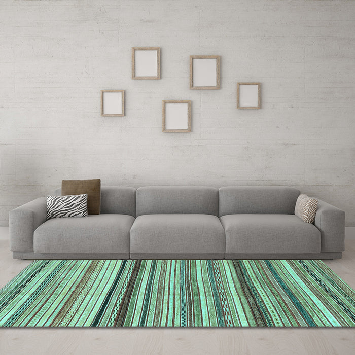 Machine Washable Abstract Light Blue Modern Rug in a Living Room, wshabs2223lblu