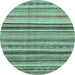 Round Machine Washable Abstract Light Blue Modern Rug, wshabs2223lblu