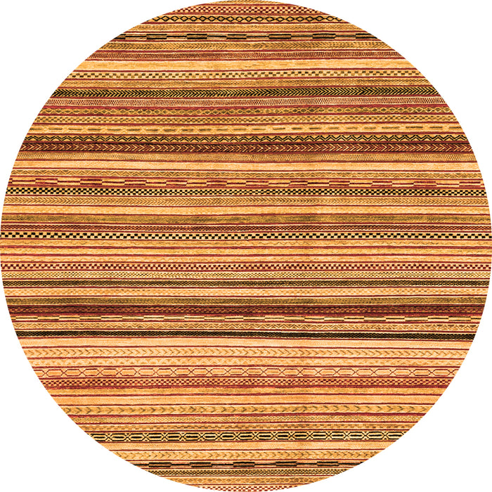 Round Machine Washable Abstract Orange Modern Area Rugs, wshabs2223org