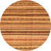 Round Machine Washable Abstract Orange Modern Area Rugs, wshabs2223org