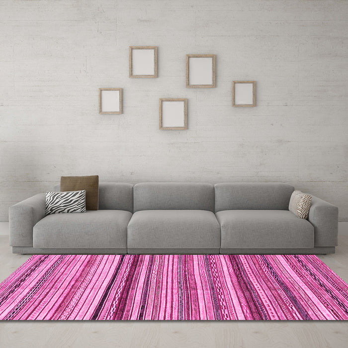 Machine Washable Abstract Pink Modern Rug in a Living Room, wshabs2223pnk