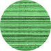 Round Abstract Emerald Green Modern Rug, abs2223emgrn