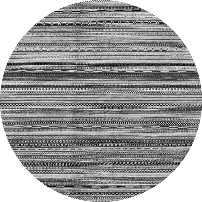Round Machine Washable Abstract Gray Modern Rug, wshabs2223gry