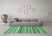 Machine Washable Abstract Turquoise Modern Area Rugs in a Living Room,, wshabs2223turq