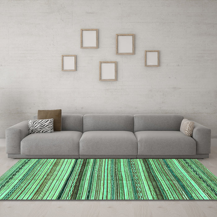 Machine Washable Abstract Turquoise Modern Area Rugs in a Living Room,, wshabs2223turq