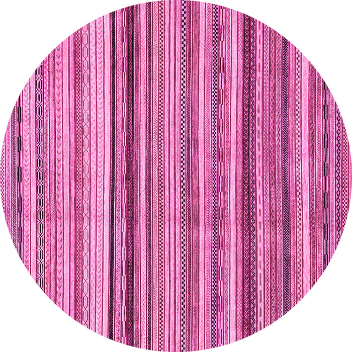 Round Machine Washable Abstract Pink Modern Rug, wshabs2223pnk