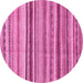 Round Machine Washable Abstract Pink Modern Rug, wshabs2223pnk