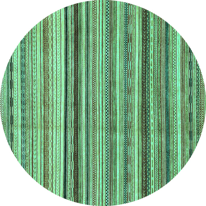 Round Machine Washable Abstract Turquoise Modern Area Rugs, wshabs2223turq