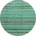 Round Machine Washable Abstract Light Blue Modern Rug, wshabs2224lblu