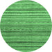 Round Abstract Emerald Green Modern Rug, abs2224emgrn