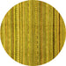 Round Machine Washable Abstract Yellow Modern Rug, wshabs2224yw