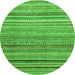 Round Machine Washable Abstract Green Modern Area Rugs, wshabs2224grn