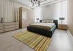 Abstract Metallic Gold Modern Rug in a Bedroom, abs2224